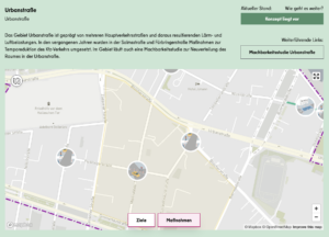 Screenshot mit einer Karte von xhain-beruhigt.berlin