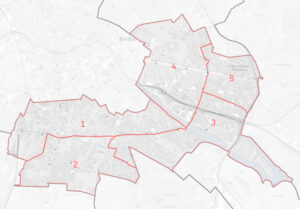 Karte der Wahlkreise in Friedrichshain-Kreuzberg zur Berlinwahl 2026